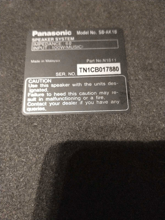 PAIR PANASONIC SB-AK18 SPEAKERS 100W 6OHMS dans Haut-parleurs  à Ville de Montréal - Image 4