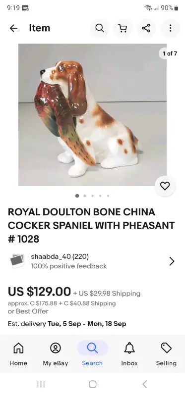 I have for sale a Royal Doulton Spaniel hunting dog figurine in good condition. Thanks for looking!
