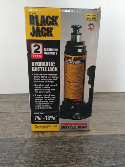 Black Jack Hydraulic Bottle Jack 2 Ton Capacity Lifting range: 7 1/8" - 13 9/16" New, unopened packa...