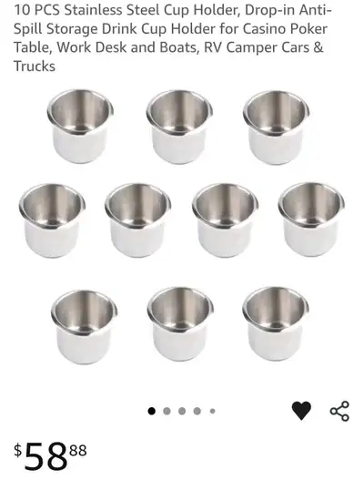 10x stainless steel cup holders Poker Table Boat Car Drinks, View more