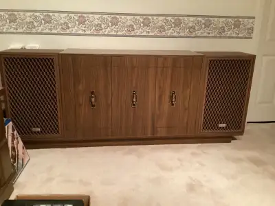 Media stand with speakers, View more