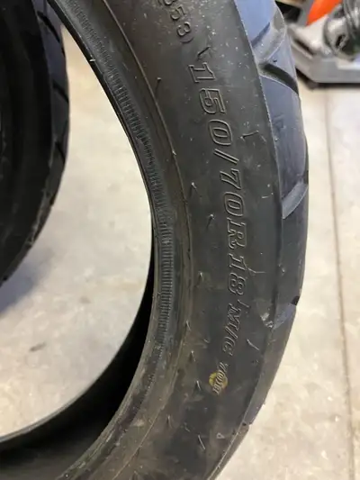 Tires taken off 2017 Honda Africa. Only 2,000 KM on them. Dunlop trail max. Rear tire 150/70R 18 MC...