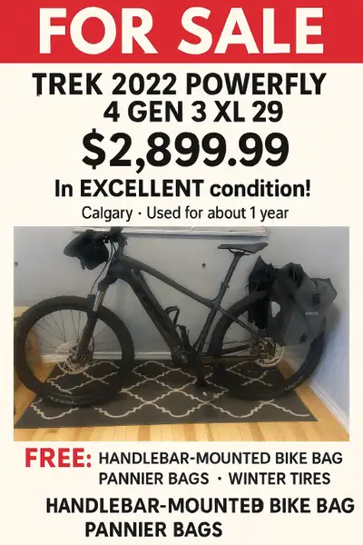 ‍♂️ FOR SALE: 2022 TREK Powerfly 4 Gen 3 – XL Frame 29” Wheel, View more