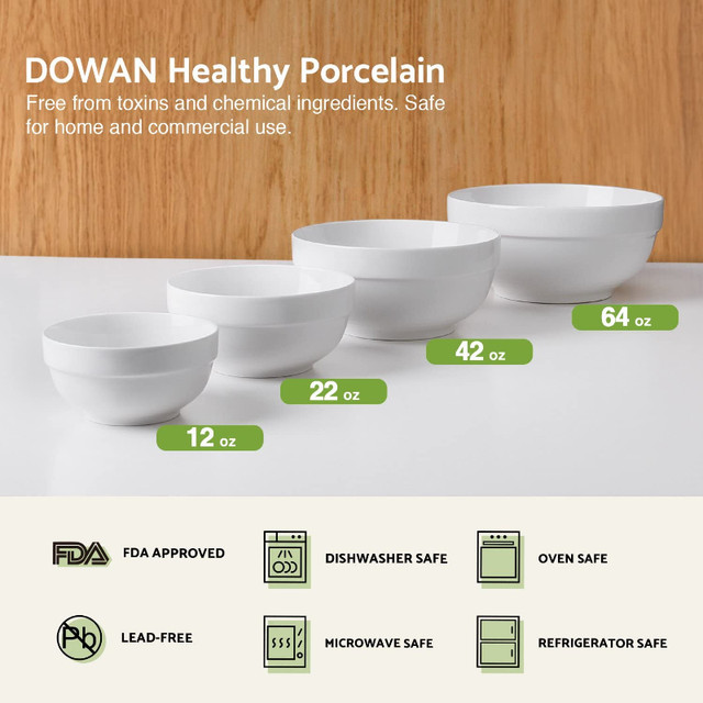 DOWAN: 4 Pieces Porcelain Serving, Mixing Bowl Set in Kitchen & Dining Wares in Burnaby/New Westminster - Image 3