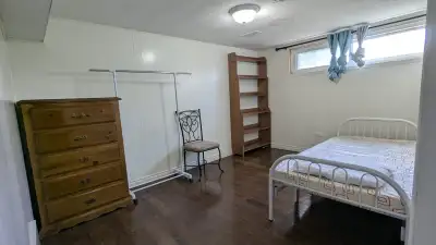Private Room for rent in the basement. Semi furnished. Shared kitchen , washroom and laundry. No par...