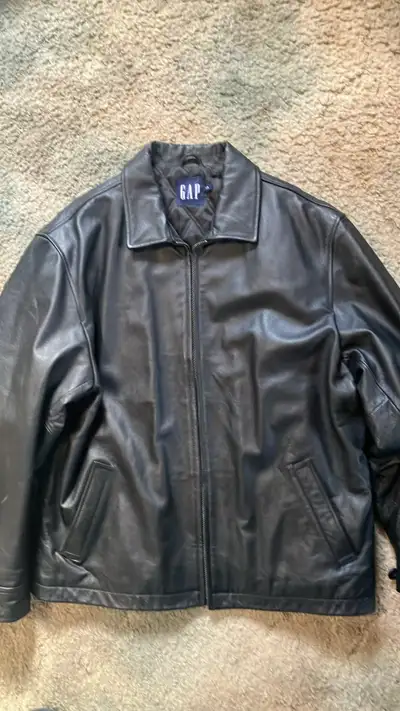 Gap men’s leather jacket size large, View more