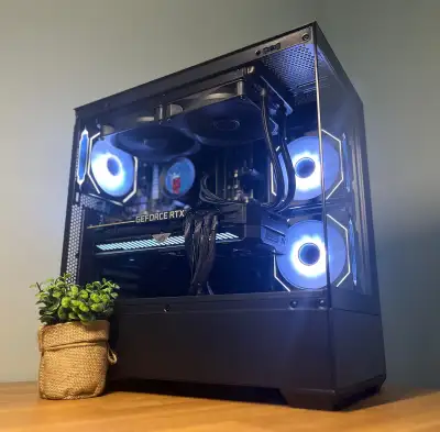 Stunning black Gaming PC with tons of performance and aesthetics! This build will handle all your ga...