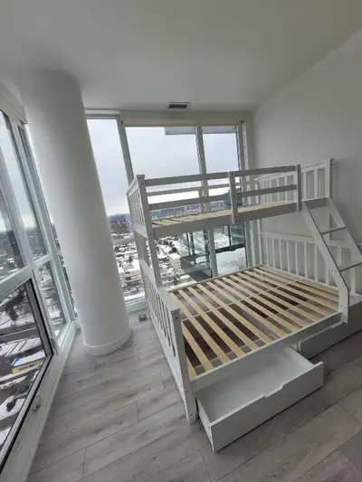 Solid wood twin over double bunk bed , View more