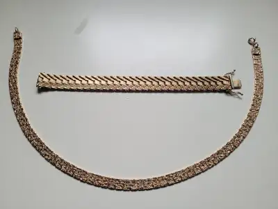 Gold Plated Necklace and Bracelet, View more