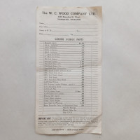 Vintage W.C. Wood Company Genuine Surge Parts List