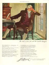 Large 1950 full page color ad for John Hancock Insurance