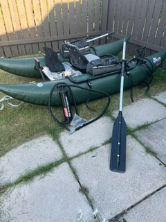 Very good condition - comes with swim fins, pump , Minnkota 38 lb thurst elec. moter,2 - rod holders...