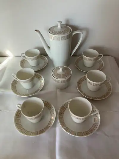 Vintage Krautheim Selb-Bavaria espresso coffee set. Like new except for one small crack at handle of...