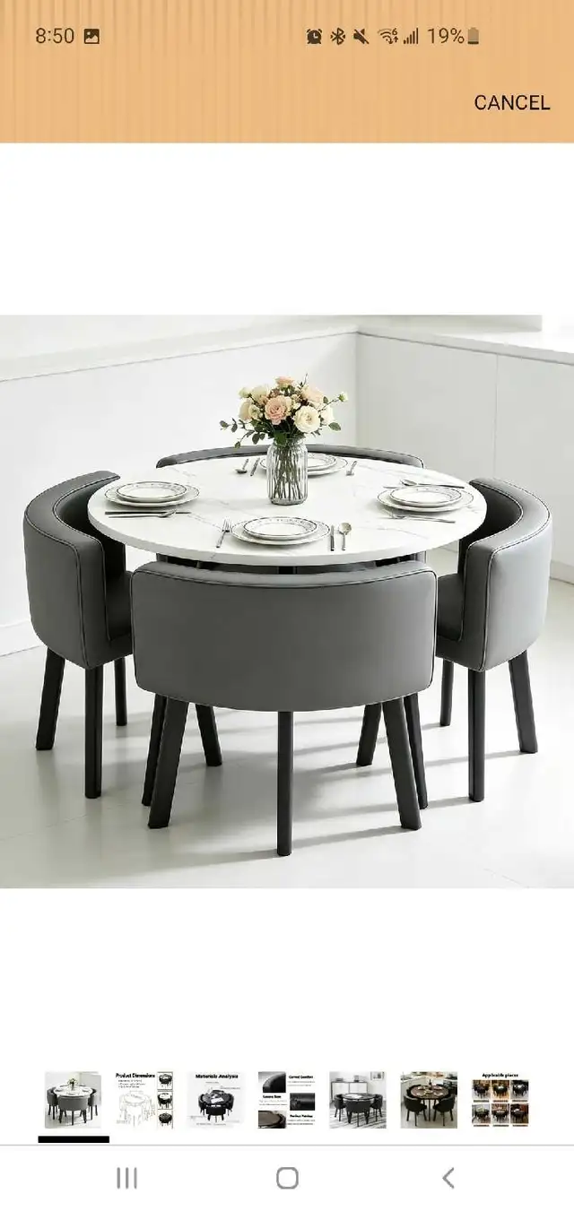 Round Dining Table Set with 4 Chairs in Dining Tables & Sets in Laurentides - Image 2