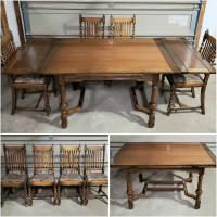 Extendable Dining Table w 4 Antique Barley Twist Chairs