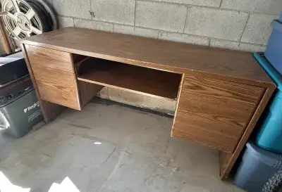 Desk with pull out key board tray, View more