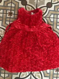 Fancy red party dress sz 24 mnths