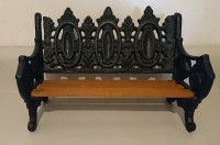 Cast Iron Wood Miniature Ornate Fancy Park Bench