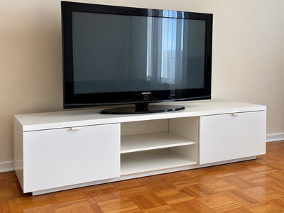 IKEA BYÅS TV Bench – High Gloss White – Excellent Condition, View more
