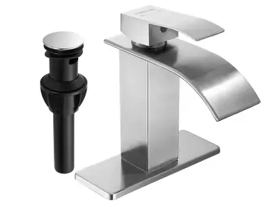 Brand new brushed nickel bathroom waterfall faucet for sale. Single hole, single handle basin, stain...