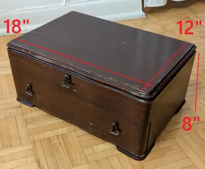 Vintage Antique 2-Tier Jewelry Box Wood Cabinet Retro Makeup Organizer Silverware Flatware Chest * P...