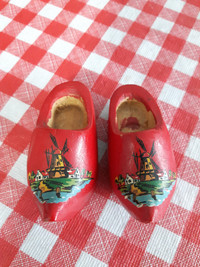 Tiny Dutch Decorated Wooden Shoes