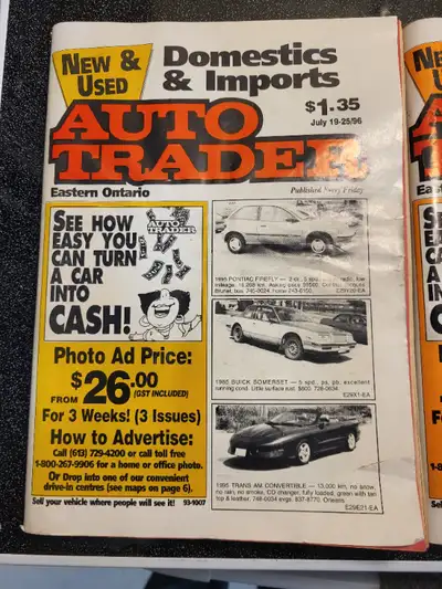 Selling my two 1996 auto traders from eastern ontario asking 45$ for both one from july the other no...