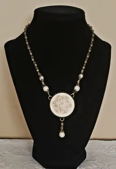 ANTIQUE NECKLACE WITH MATCHING CLIP-ON EARRINGS, View more