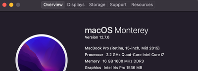 MacBook Pro (Retina, 15-inch, Mid 2015) - 500GB SSD Model Name: MacBook Pro Model Identifier: MacBoo...