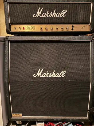 Marshall JCM 800 100 watt tube amp and JCM 900 4x12 cabinet, View more