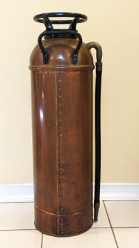 Antique Empty Copper and Bronze Fire Extinguisher