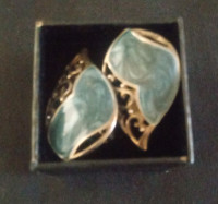 Vintage Faux Turquoise Filigree Clip Earrings