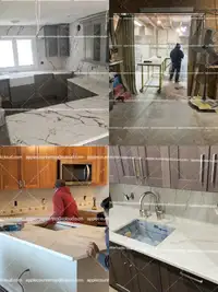Quartz countertops for kitchen and bathroom renovation free sink