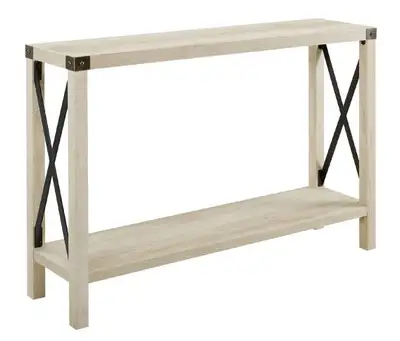 46" Rustic Farmhouse Entryway Console Table in White Oak, View more