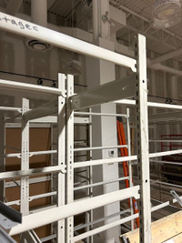 Metal shelving system with wood insert shelves : commercial