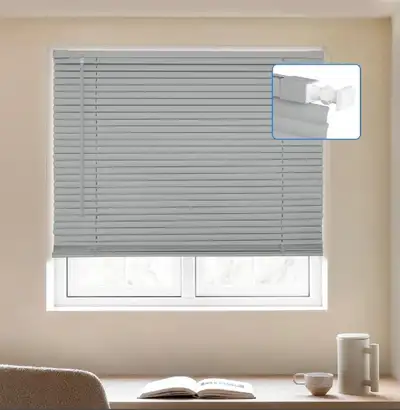 This new MyShade cordless blind, sized 18 inches by 36 inches features a sleek gray design and no-to...