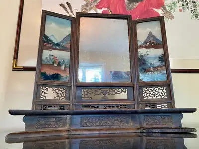 Antique Decorative Triptych Mirror with hand Painted artwork, View more