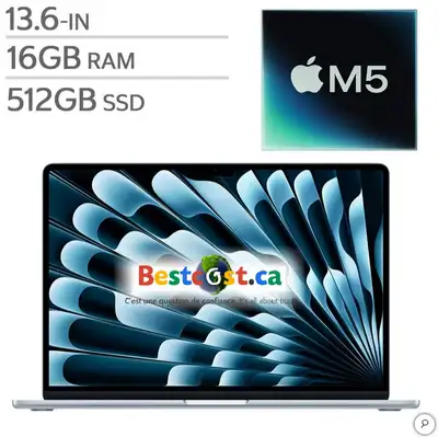 Apple MacBook Air 13.6'' 512GB M5 Chip 16GB MDHH4LL/A - BleuCiel, View more