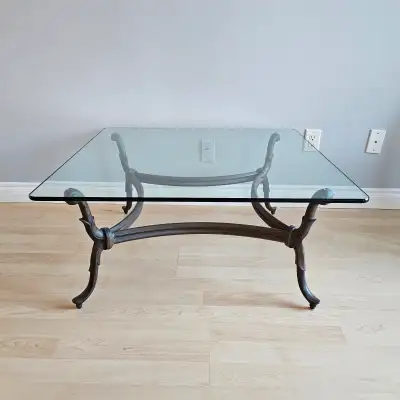 ⭐ Beautiful Glass Top Metal Base Coffee Table - READ AD, View more