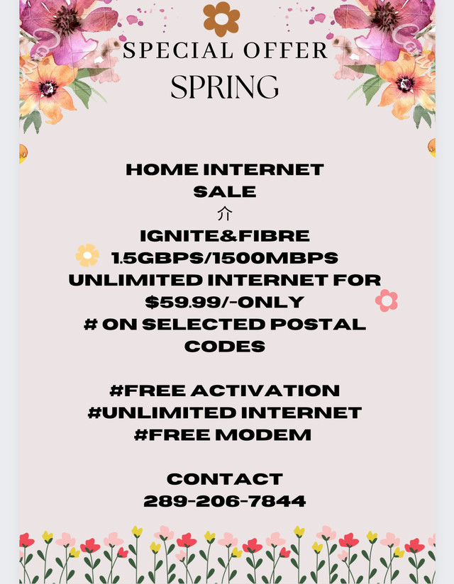 IGNITE HOME INTERNET 1.5GBPS in General Electronics in North Bay