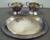 SILVER PLATED TRAY AND SUGAR & CREAMER (W.M. ROGERS)
