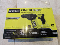 New! Ryobi 18V ONE+ 5/8" Brushless SDS Rotary Hammer, Bare Tool