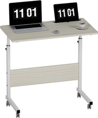 Mobile Laptop Desk with Slot Adjustable Side Table Stand