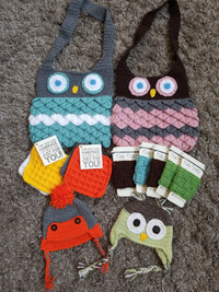 Crochet Owl Bage, Baby Toques, Dish Cloths & Cup Cozies