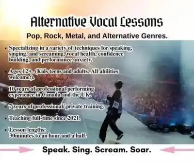 Vocal Lessons. (Pop, Rock, Metal, and Alternative Genres.)., View more