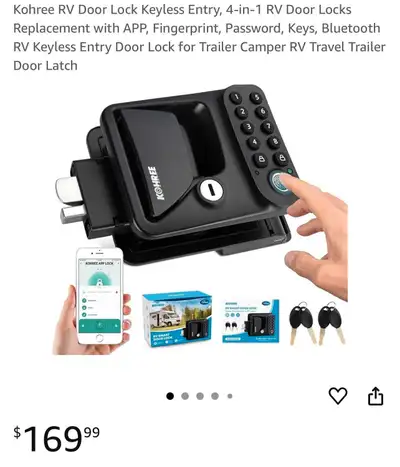 Enhance the security of your RV with this Kohree 4-in-1 RV door lock, featuring keyless entry via ap...