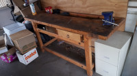 Handmade Workbench With Swivel Bench Vice