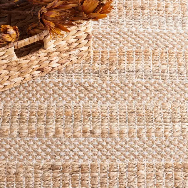 9 ft. x 12 ft. Natural Fiber Ivory/Beige Striped Woven Area Rug in Rugs, Carpets & Runners in City of Toronto - Image 6