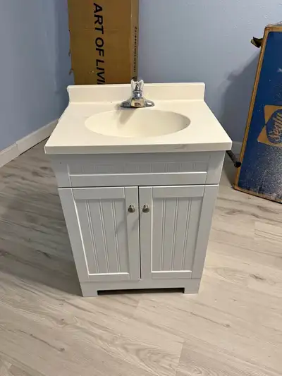 White Bathroom Vanity with Sink & Faucet Included, View more