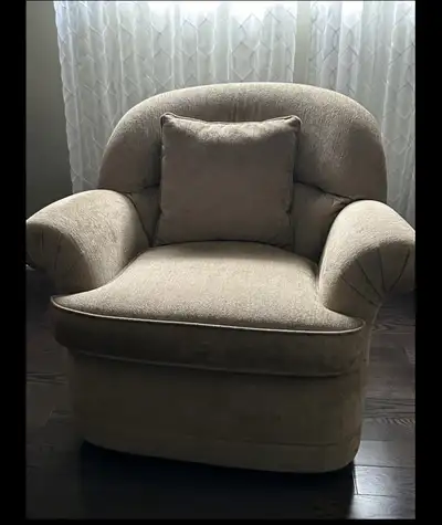 Reserved- Soft Beige Swivel Armchair Custom made in Vaughan, View more